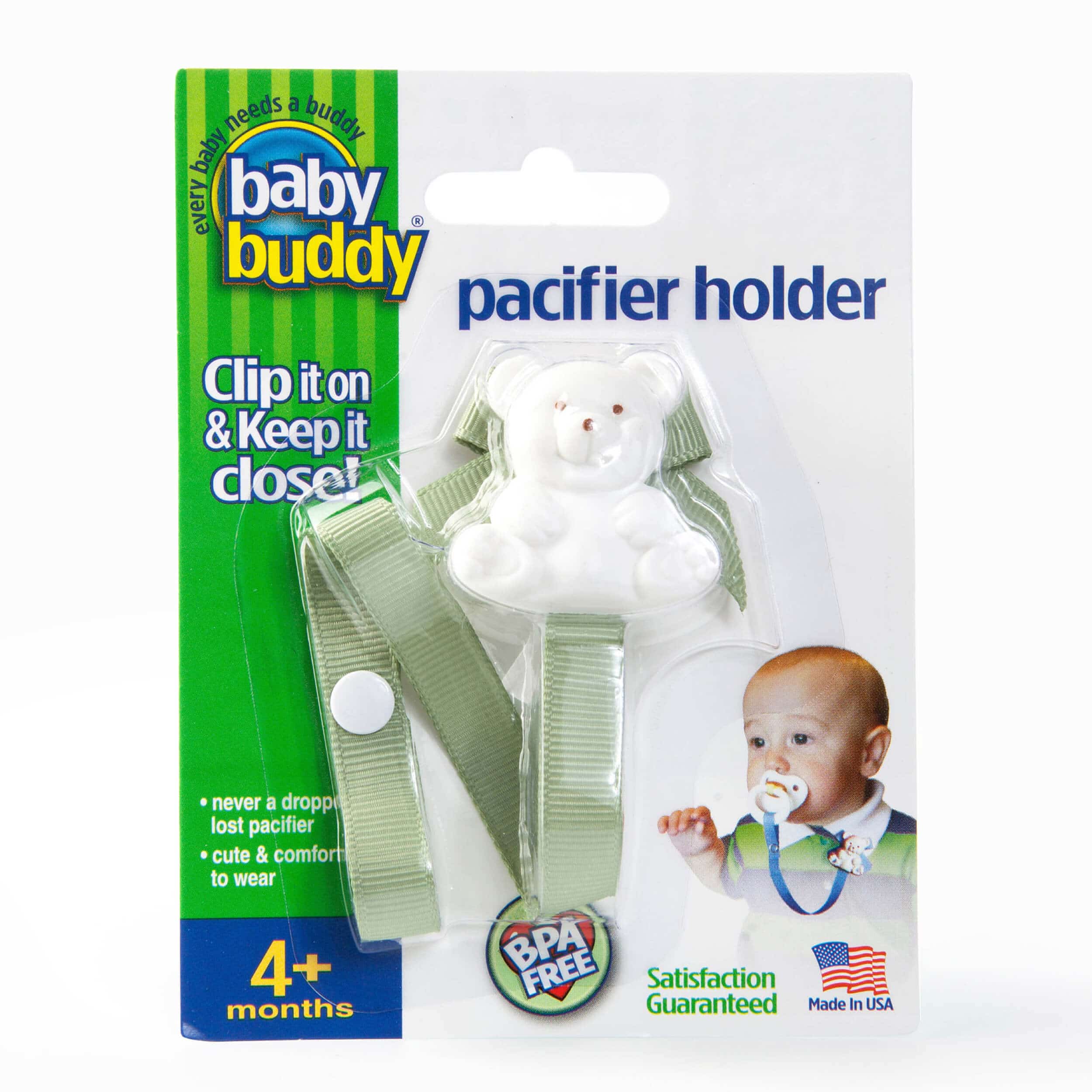 Pacifier Clip with Bear Snaps to Paci | BabyBuddy