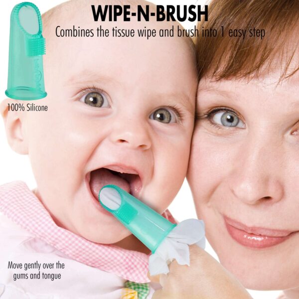 Wipe N Brush Finger Silicone Gum Massager & Toothbrush | Green