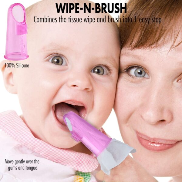 Wipe N Brush Finger Silicone Gum Massager & Toothbrush - Purple