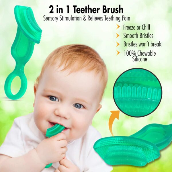 Green 2 in 1 Teether Brush