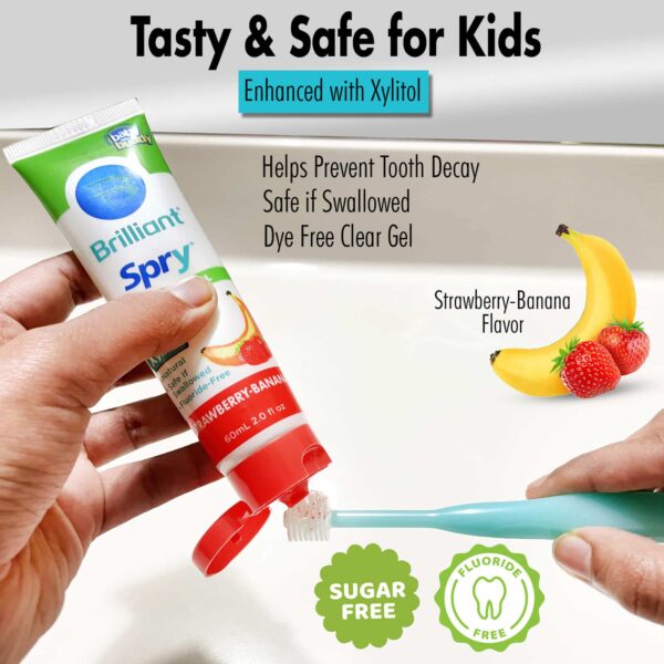 The Brilliant First Teeth Oral Care Kit comes with everything you need when those first teeth appear - Teether-Brush, Toothbrush, and Spry Tooth Gel.