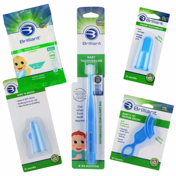5 Piece Oral Care Kit for 0-2 Years - Blue Silicone