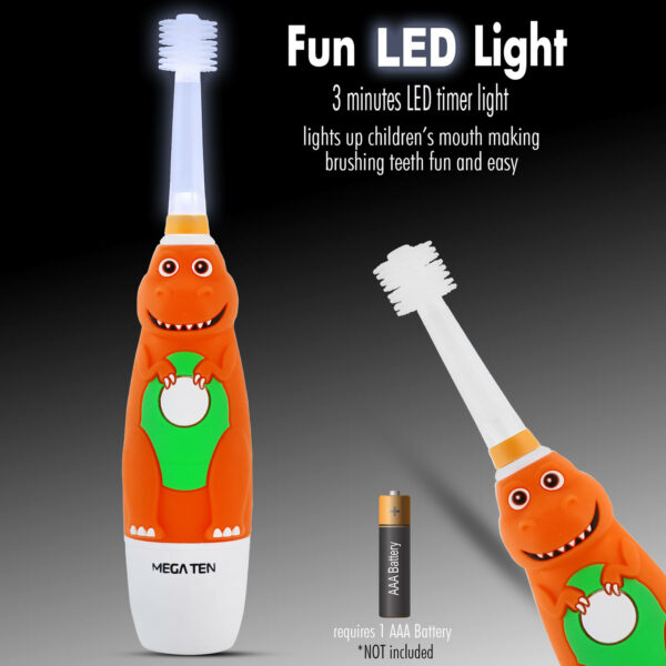 Brilliant Oral Care Big Kids Sonic Toothbrush - Dinosaur with LED Light