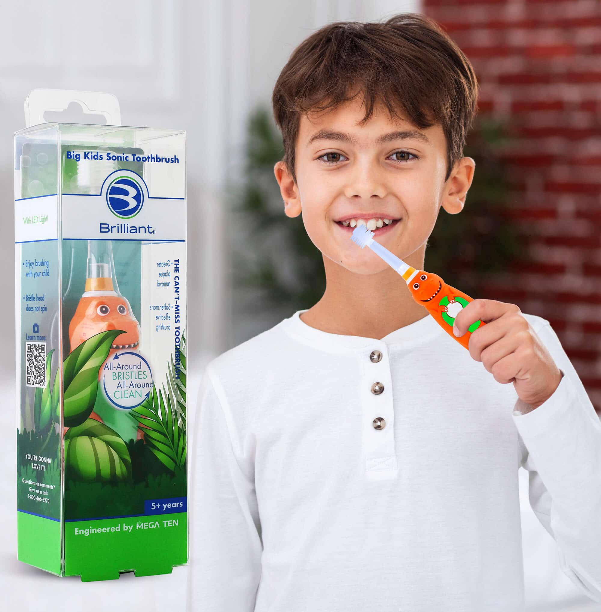 Brilliant Oral Care Big Kids Sonic Toothbrush - Dinosaur