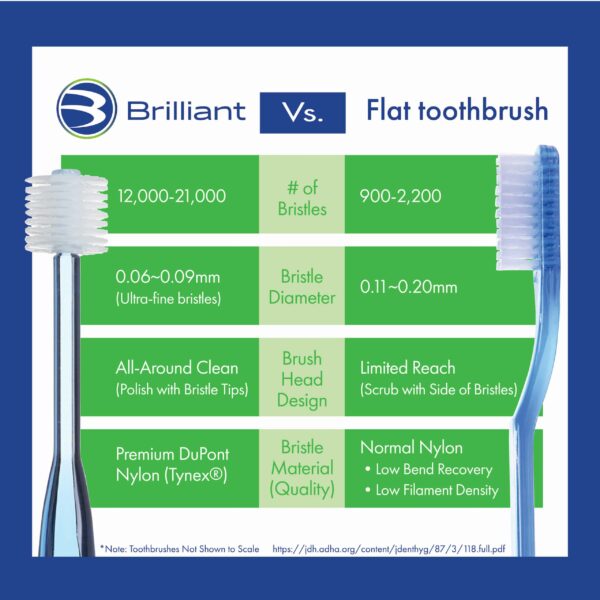Brilliant Oral Care Round Toothbrush versus Flat Toothbrush Chart